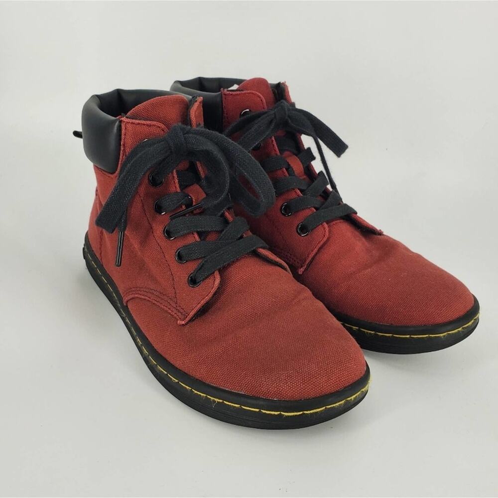 Dr. Marten's Red Burgundy Canvas High Top Maelly Sneaker 8